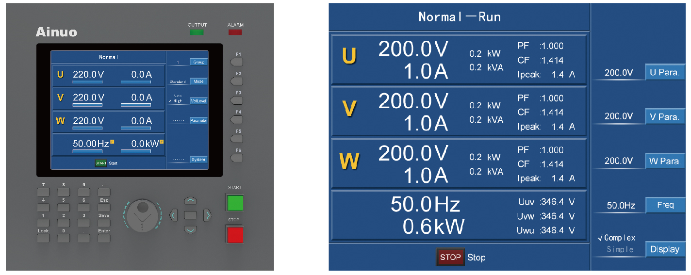 Large-size color LCD, digital key input, knob operation